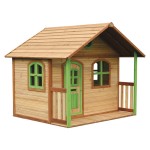 Casuta de joaca Milan pentru copii cu podea din lemn Maro-Verde - Casa cu Veranda pentru gradina cu geamuri din plexiglas AXI